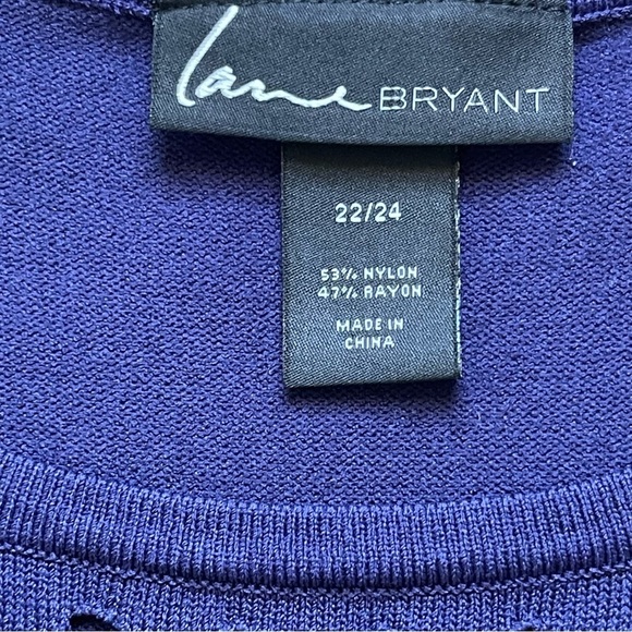 Lane Bryant Women’s Navy Knit Dress Plus Size 22/24 Stretchy  Open Knit Sleeves - Picture 8 of 8